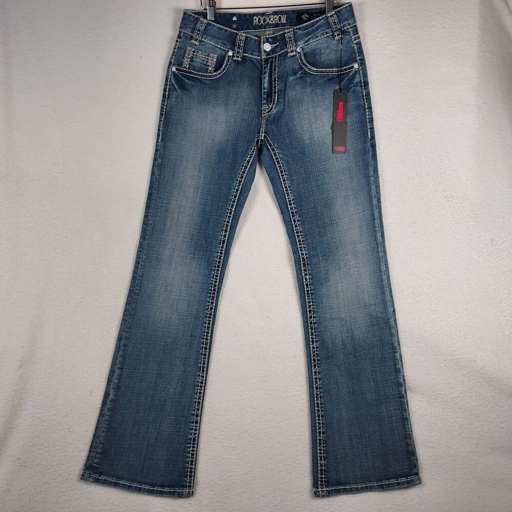 Rock & Roll Denim Women’s Jeans Mid Rise Boot Cut Blue Size 29x32